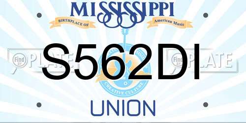 S562DI Mississippi License Plate
