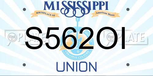 S562OI Mississippi License Plate
