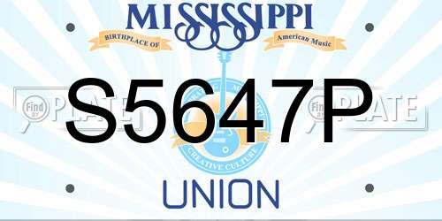 S5647P Mississippi License Plate