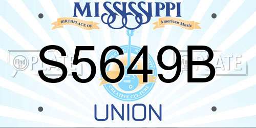 S5649B Mississippi License Plate