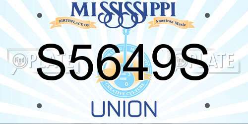 S5649S Mississippi License Plate