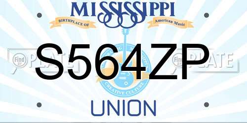 S564ZP Mississippi License Plate