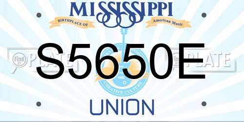 S5650E Mississippi License Plate
