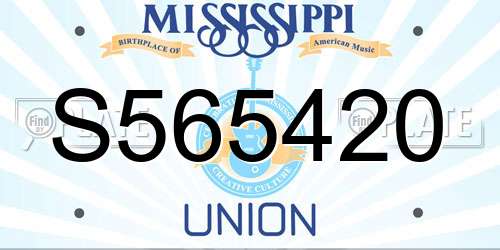 S565420 Mississippi License Plate