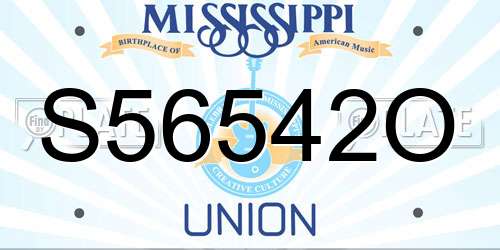 S56542O Mississippi License Plate