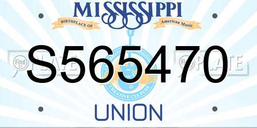 S565470 Mississippi License Plate