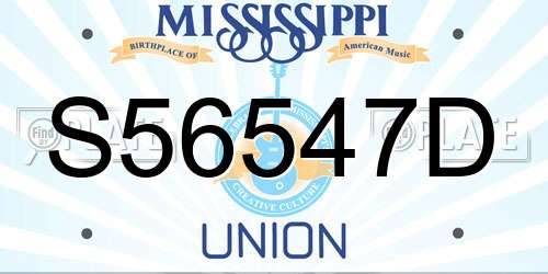 S56547D Mississippi License Plate