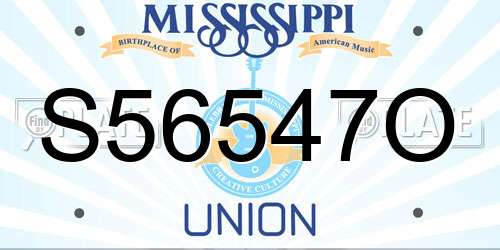 S56547O Mississippi License Plate