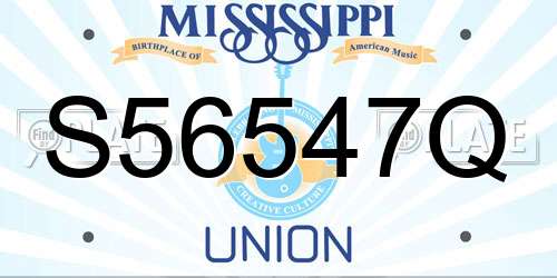 S56547Q Mississippi License Plate