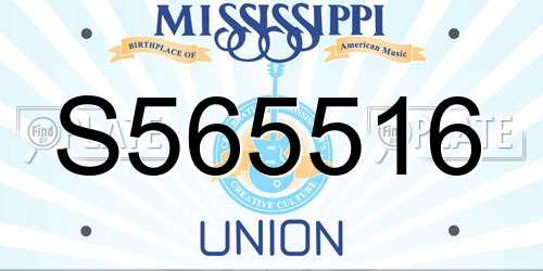 S565516 Mississippi License Plate