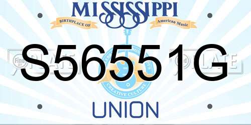 S56551G Mississippi License Plate