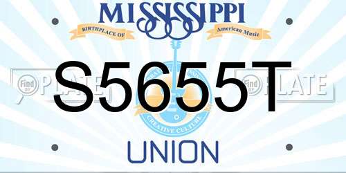 S5655T Mississippi License Plate