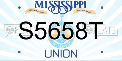 S5658T Mississippi License Plate