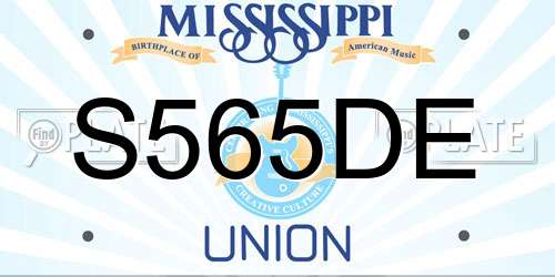 S565DE Mississippi License Plate