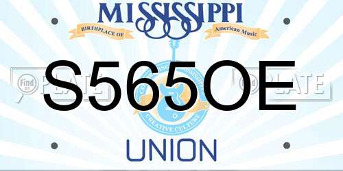 S565OE Mississippi License Plate