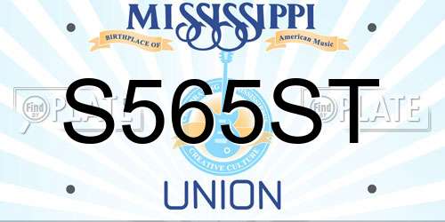 S565ST Mississippi License Plate