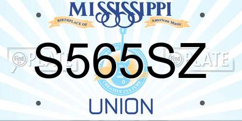 S565SZ Mississippi License Plate