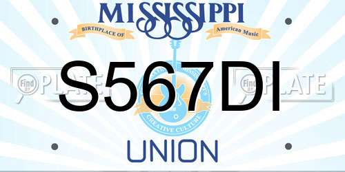 S567DI Mississippi License Plate