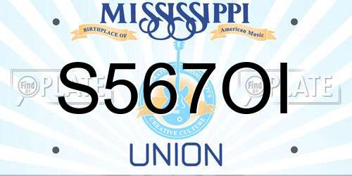 S567OI Mississippi License Plate