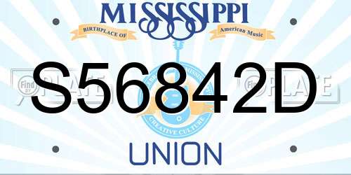 S56842D Mississippi License Plate