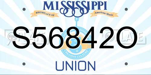 S56842O Mississippi License Plate