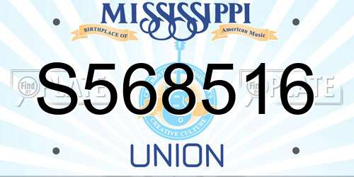 S568516 Mississippi License Plate