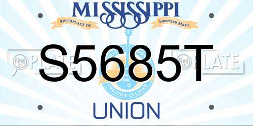 S5685T Mississippi License Plate