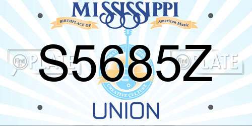 S5685Z Mississippi License Plate
