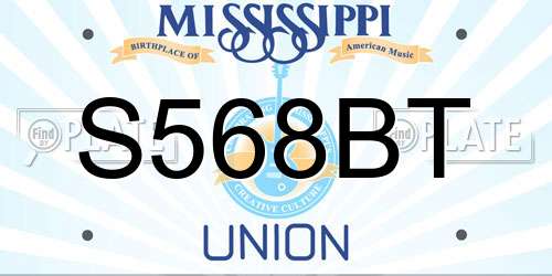 S568BT Mississippi License Plate