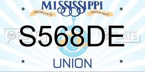 S568DE Mississippi License Plate