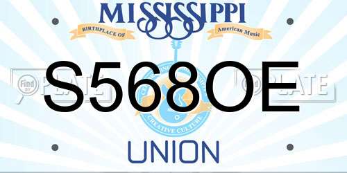 S568OE Mississippi License Plate