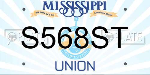 S568ST Mississippi License Plate