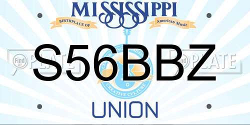 S56BBZ Mississippi License Plate
