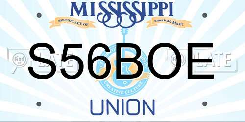 S56BOE Mississippi License Plate