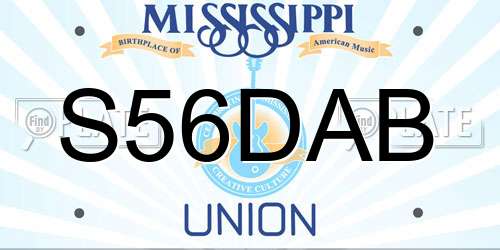 S56DAB Mississippi License Plate