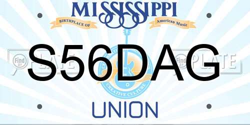 S56DAG Mississippi License Plate
