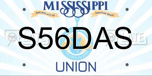 S56DAS Mississippi License Plate