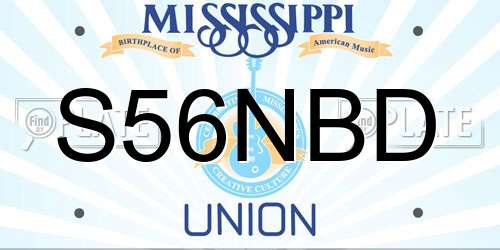 S56NBD Mississippi License Plate