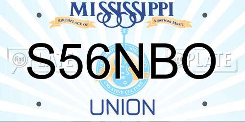 S56NBO Mississippi License Plate