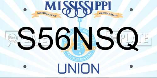 S56NSQ Mississippi License Plate