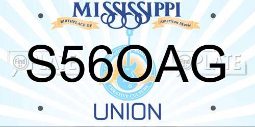 S56OAG Mississippi License Plate
