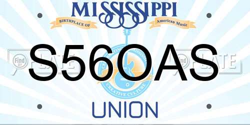 S56OAS Mississippi License Plate