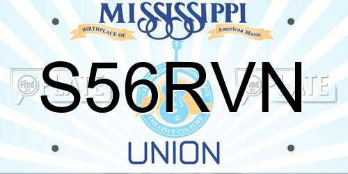 S56RVN Mississippi License Plate