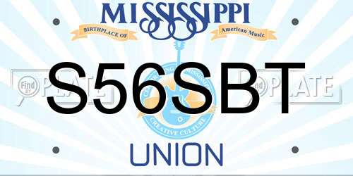 S56SBT Mississippi License Plate