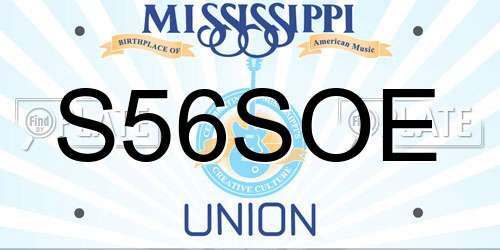 S56SOE Mississippi License Plate