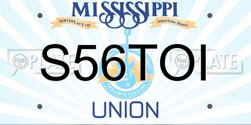 S56TOI Mississippi License Plate