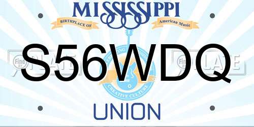 S56WDQ Mississippi License Plate