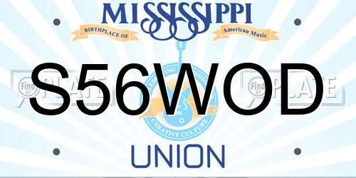 S56WOD Mississippi License Plate