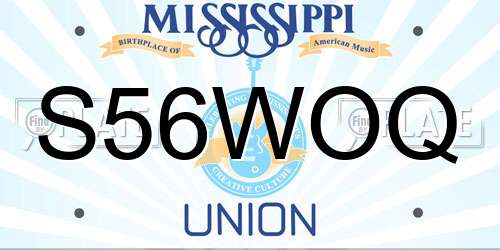 S56WOQ Mississippi License Plate
