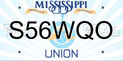 S56WQO Mississippi License Plate